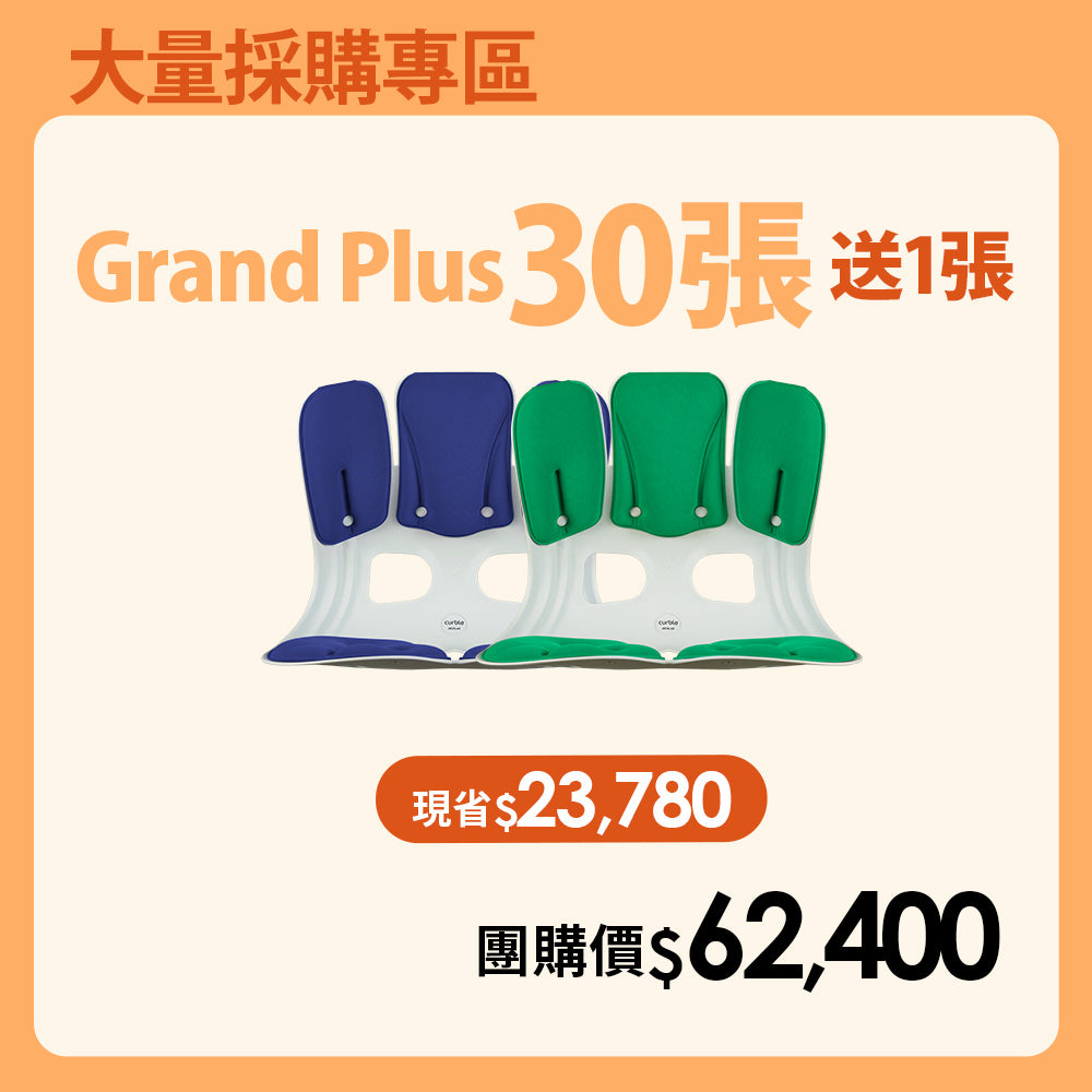 【大量採購優惠】30送1張優惠專區｜韓國 Curble Chair 護脊椅｜Grand Plus - 體型：M/L/XL - 加寬 (顏色備註任選)